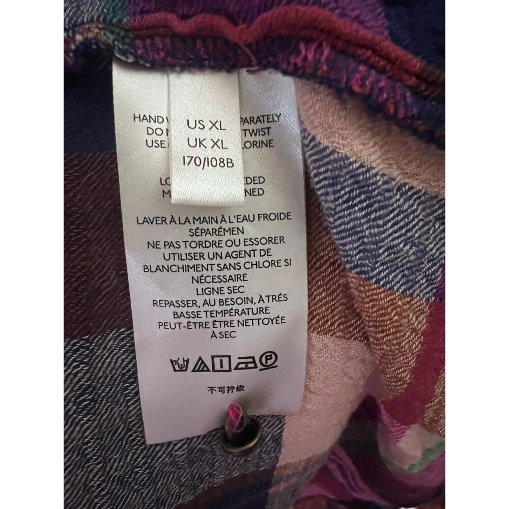 Anthropologie Pilcro The Rory Puff Sleeve Smocked V-Neck Plaid Boho Top Shirt XL - Picture 9 of 10